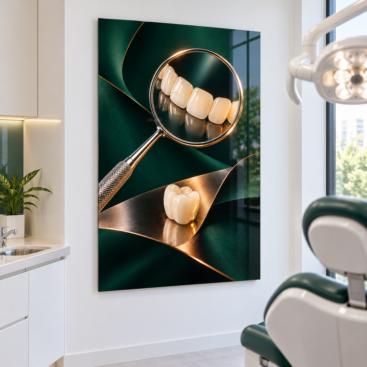 Hassas Dokunuş Dental Ayna Dikey Cam Tablo – Diş kliniği muayene odası