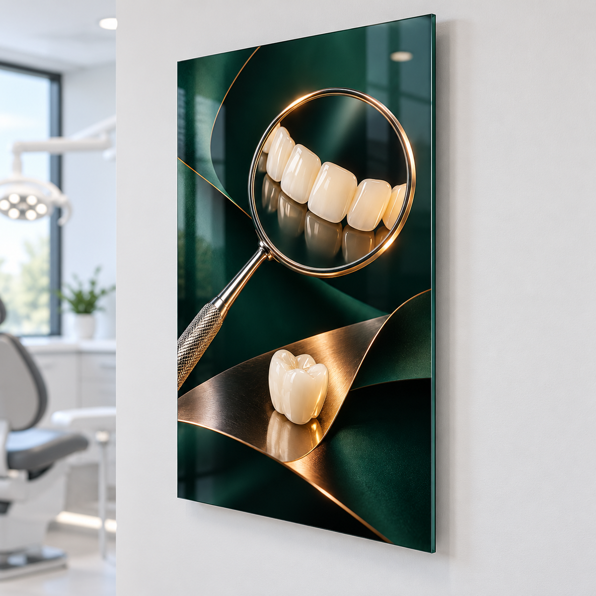 Hassas Dokunuş Dental Ayna Dikey Cam Tablo – Yaklaşık 2 cm duvar mesafesi