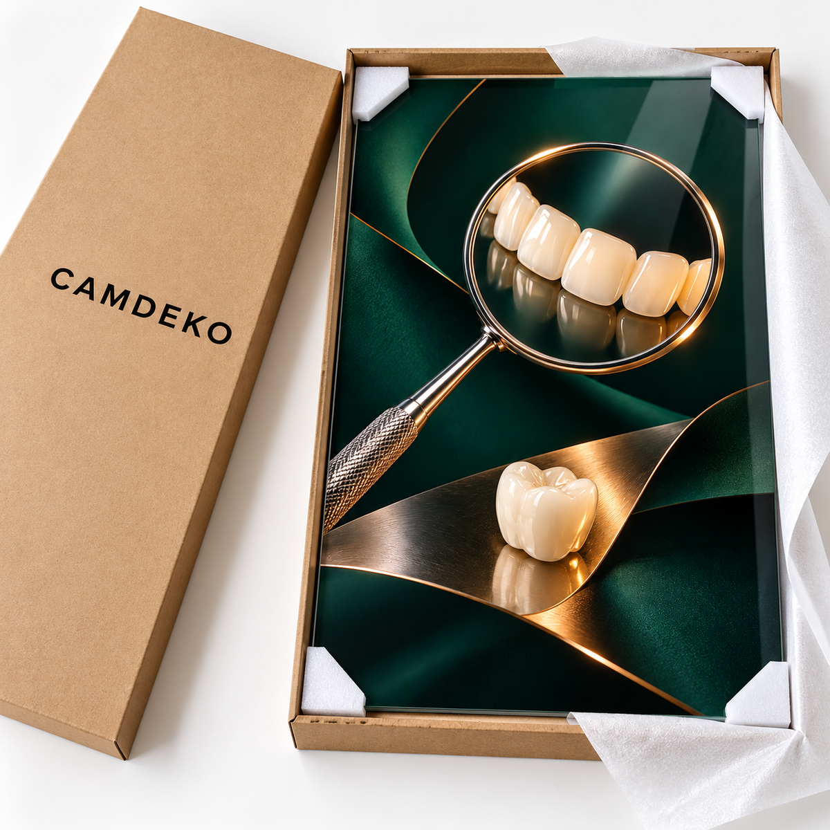 Hassas Dokunuş Dental Ayna Dikey Cam Tablo – CAMDEKO koruyucu paketleme