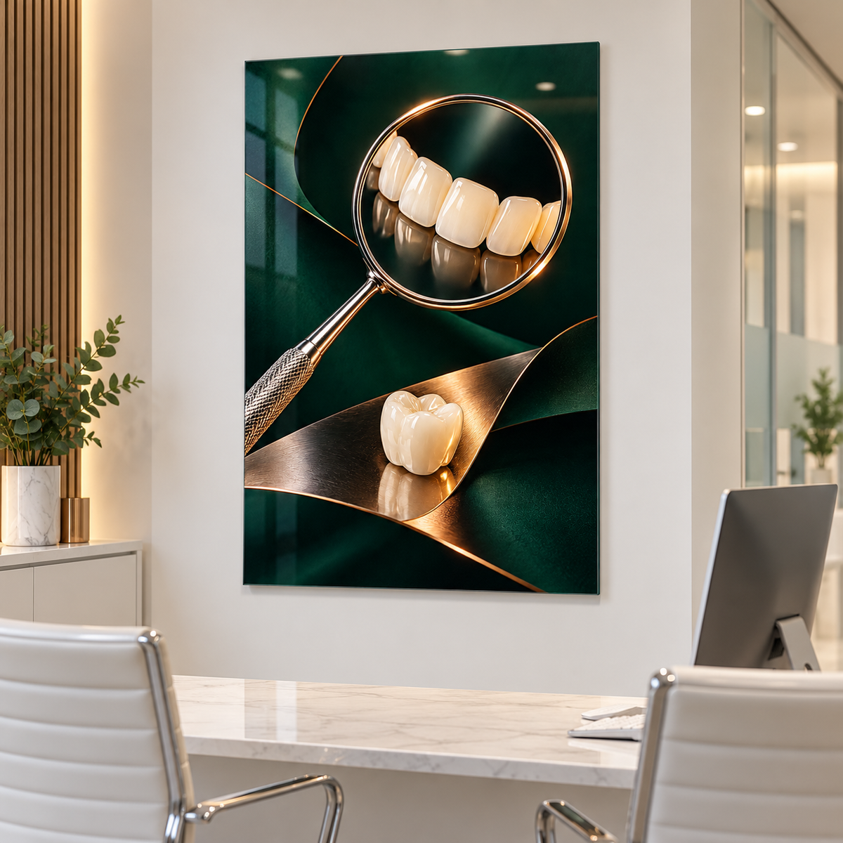 Hassas Dokunuş Dental Ayna Dikey Cam Tablo – Diş kliniği danışma odası