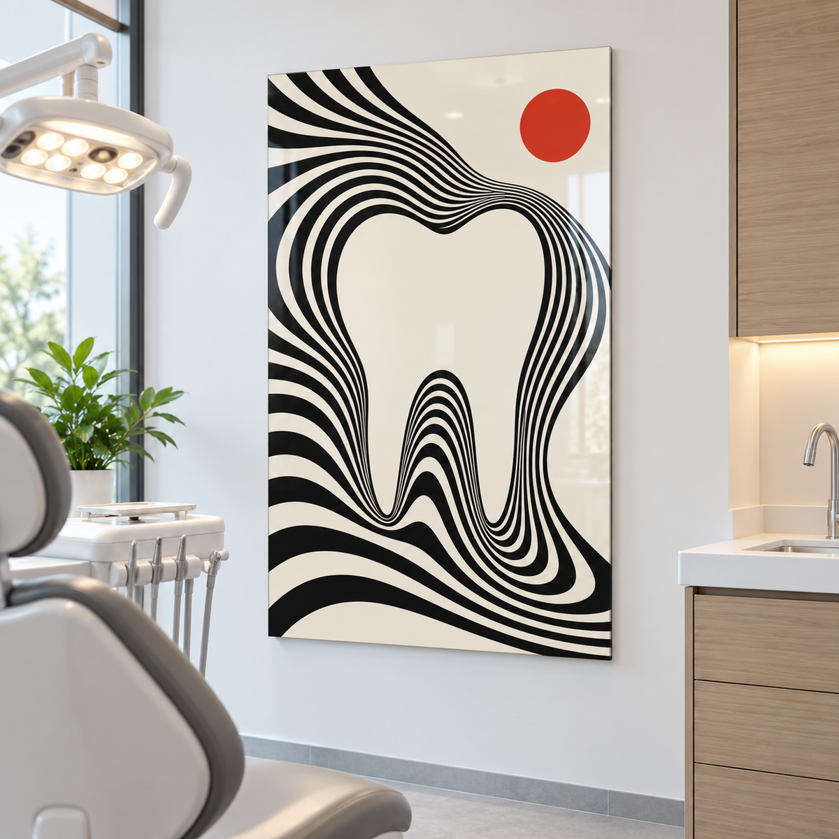 Optik Gülüş Dikey Cam Tablo – Diş kliniği muayene odası