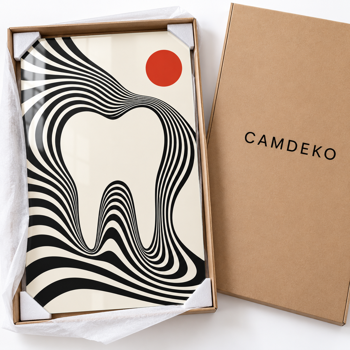 Optik Gülüş Dikey Cam Tablo – CAMDEKO koruyucu paketleme