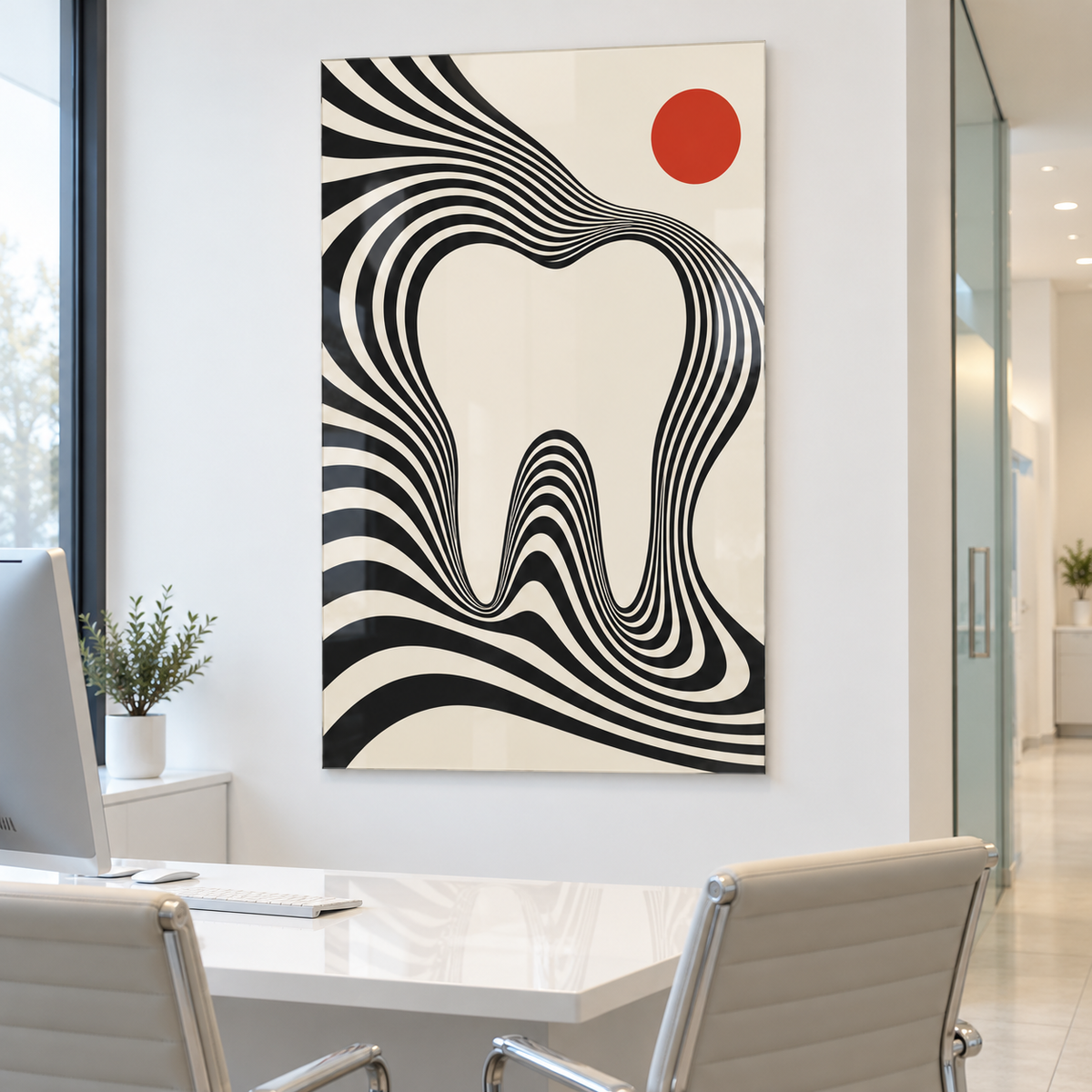 Optik Gülüş Dikey Cam Tablo – Diş kliniği danışma odası
