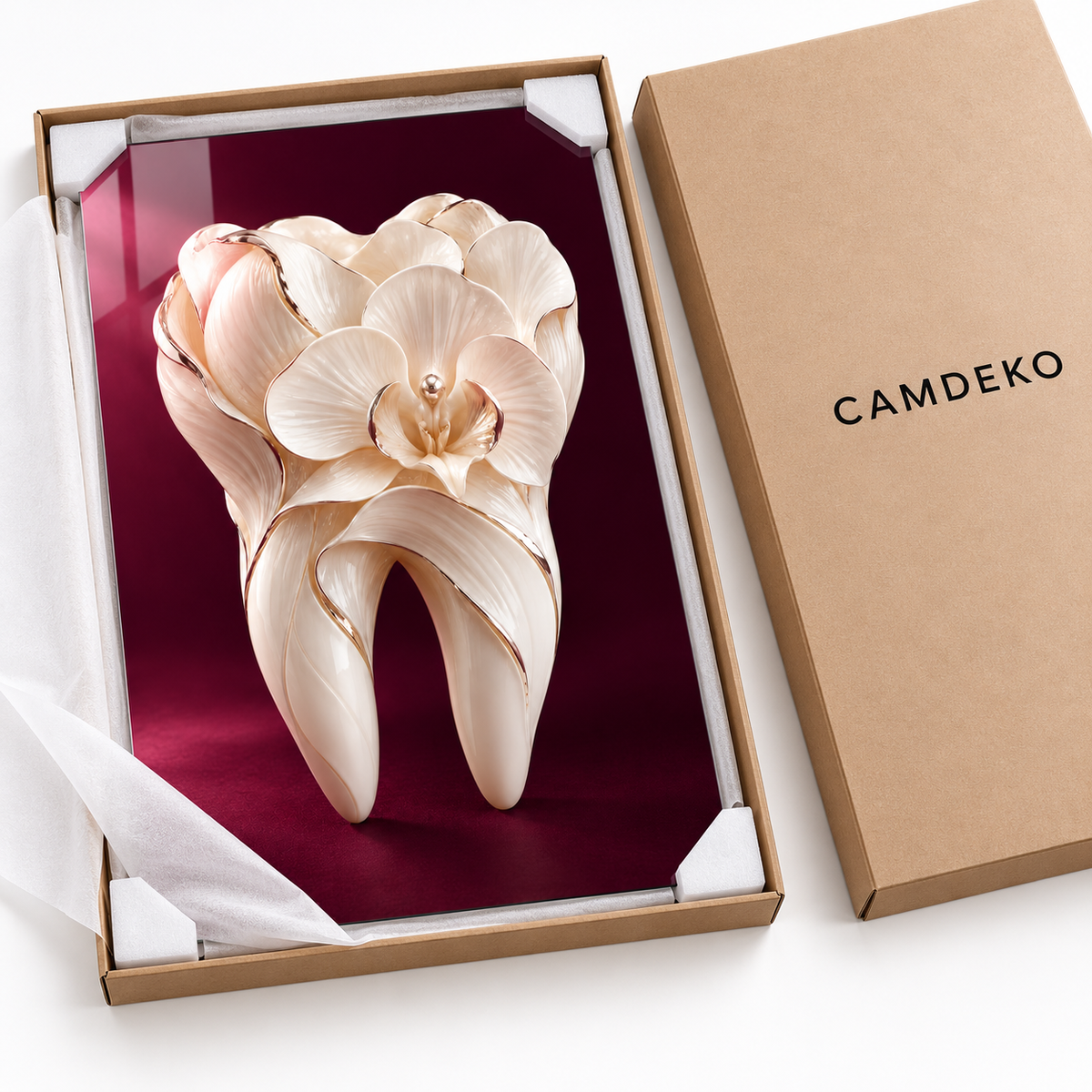 Porselen Çiçeklenme Diş Dikey Cam Tablo – CAMDEKO koruyucu paketleme