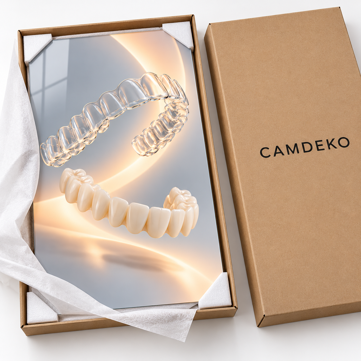 Şeffaf Uyum Ortodonti Dikey Cam Tablo – CAMDEKO koruyucu paketleme