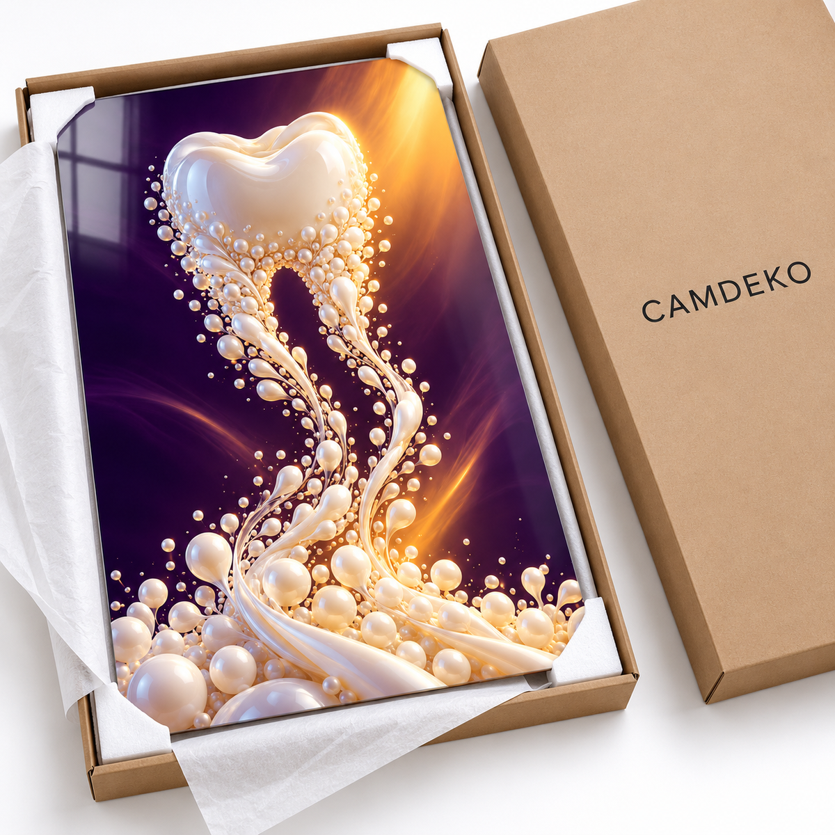 Gülüş Akıntısı Dikey Cam Tablo – CAMDEKO koruyucu paketleme