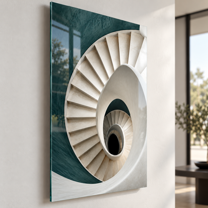 Spiral Mekân Mimari Dikey Cam Tablo — Duvardan yaklaşık 2 cm mesafe