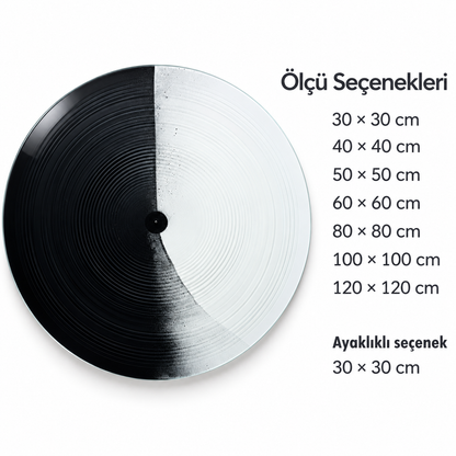 Monokrom Denge Yuvarlak Cam Tablo – Ölçü seçenekleri