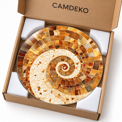 Toprak Sarmalı Yuvarlak Cam Tablo – CAMDEKO kraft kutu ve koruyucu ambalaj