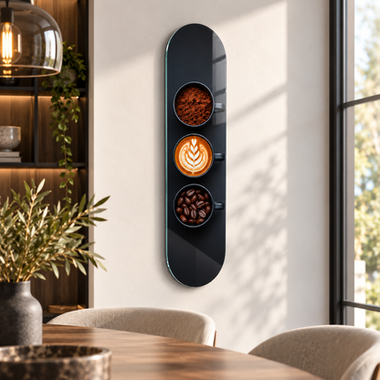Üçlü kahve fincanı temalı Skate Board cam tablo - farklı premium mekan