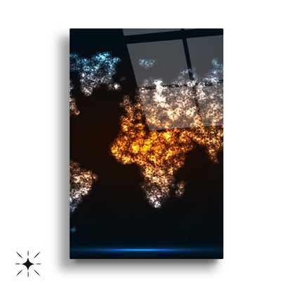 Dünya Haritası Üçlü Set Cam Tablo