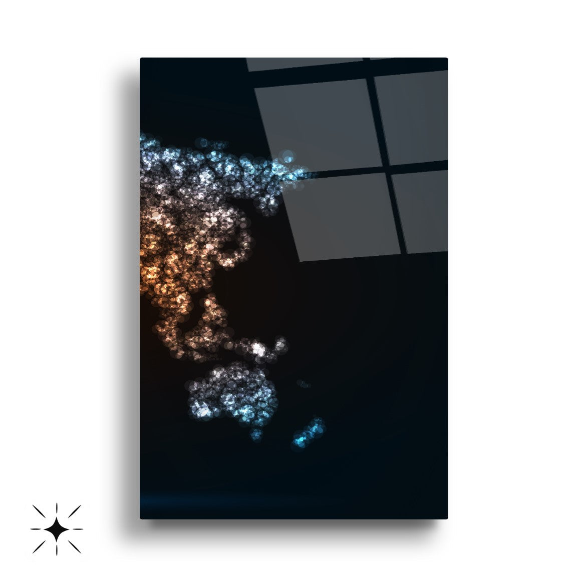 Dünya Haritası Üçlü Set Cam Tablo