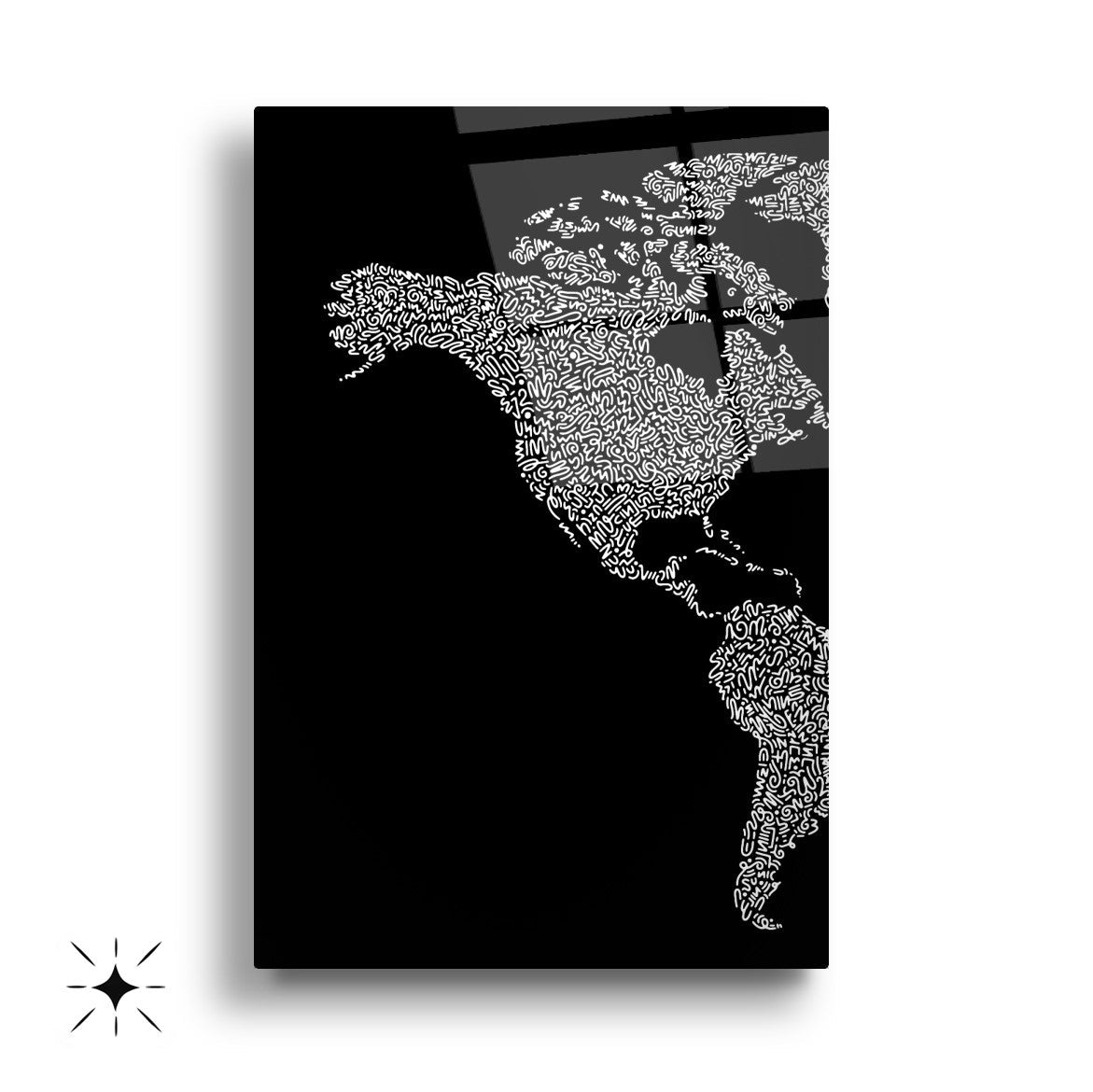 Dünya Haritası Üçlü Set Cam Tablo