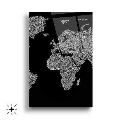 Dünya Haritası Üçlü Set Cam Tablo