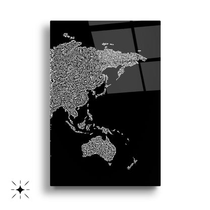 Dünya Haritası Üçlü Set Cam Tablo