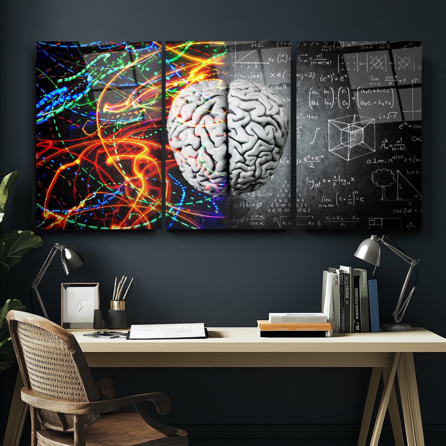 Sağ Sol Beyin Üçlü Set Cam Tablo