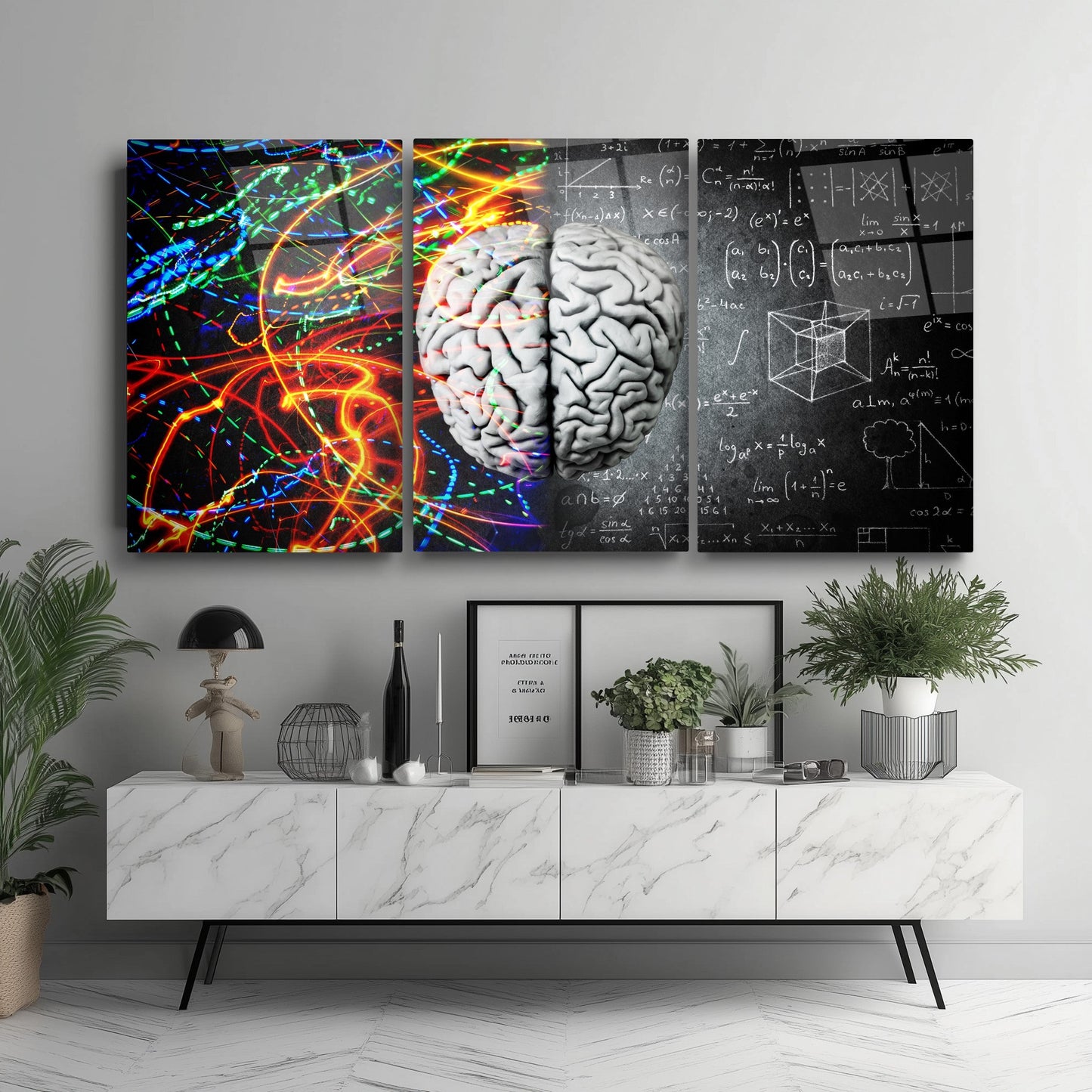 Sağ Sol Beyin Üçlü Set Cam Tablo