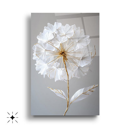 Beyaz Gold Çiçekler Üçlü Set Cam Tablo