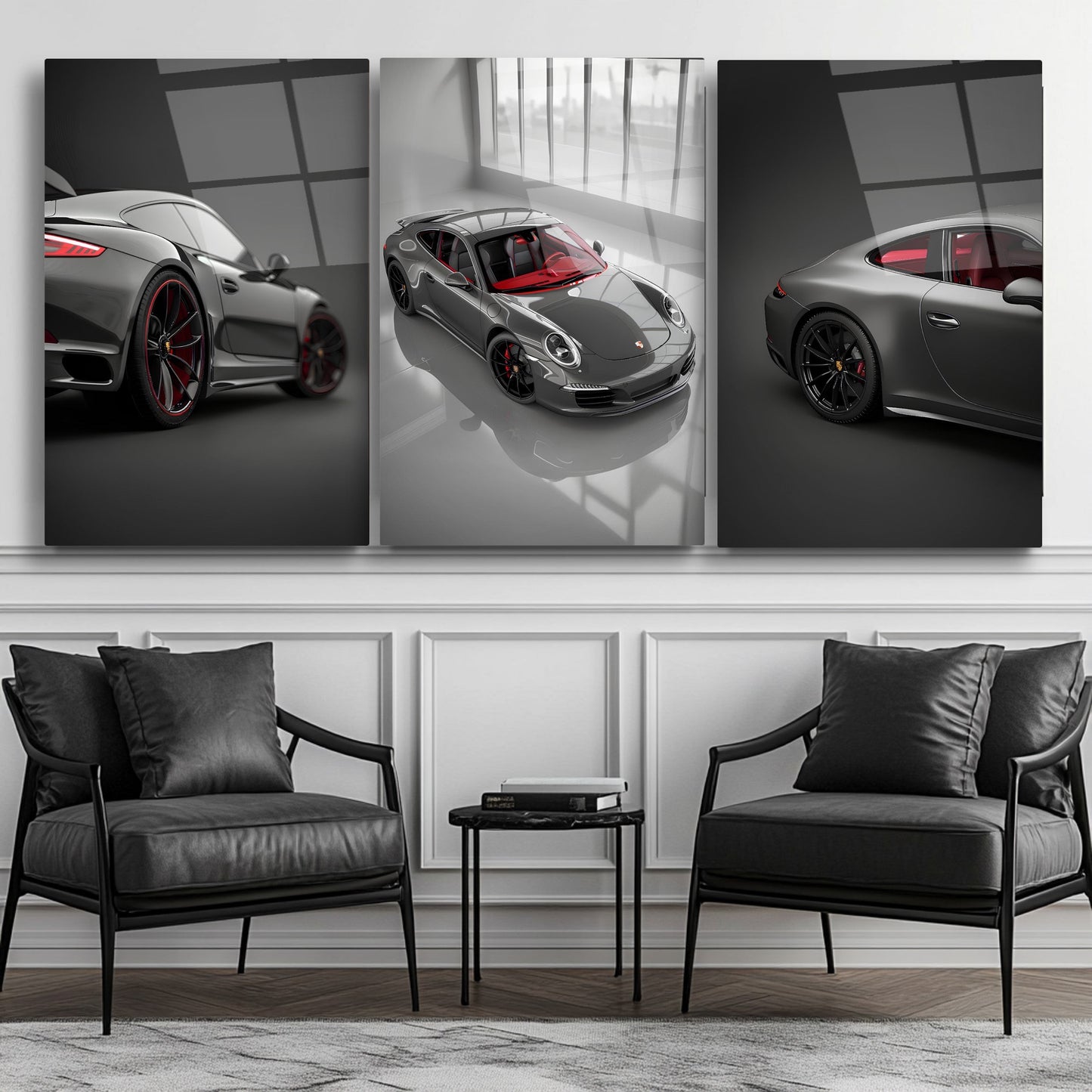 Spor Araba Üçlü Set Cam Tablo