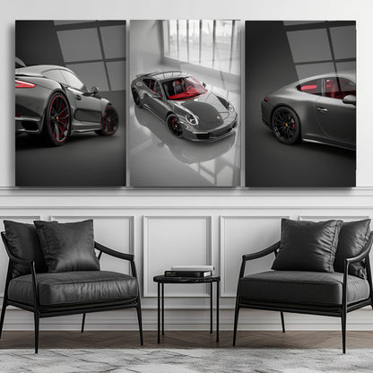 Spor Araba Üçlü Set Cam Tablo