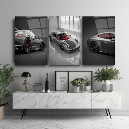 Spor Araba Üçlü Set Cam Tablo