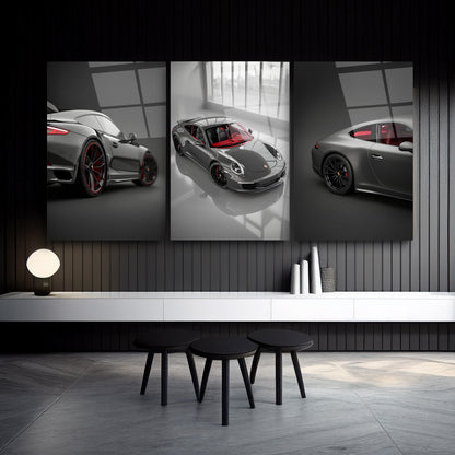 Spor Araba Üçlü Set Cam Tablo