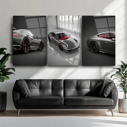 Spor Araba Üçlü Set Cam Tablo