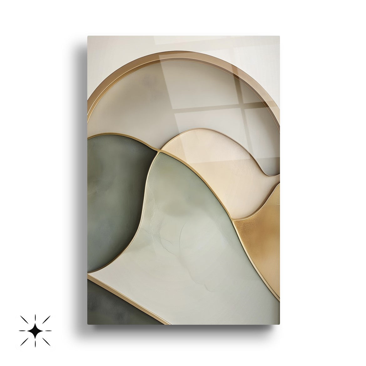 Minimal Soyut Desenler Üçlü Set Cam Tablo