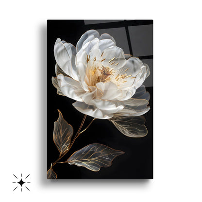 Beyaz Çiçekler Üçlü Set Cam Tablo