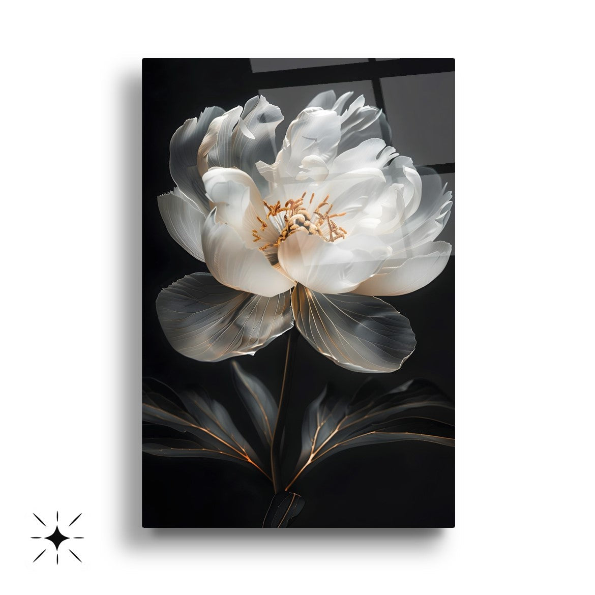 Beyaz Çiçekler Üçlü Set Cam Tablo