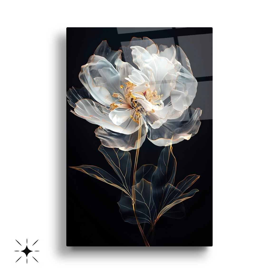 Beyaz Çiçekler Üçlü Set Cam Tablo