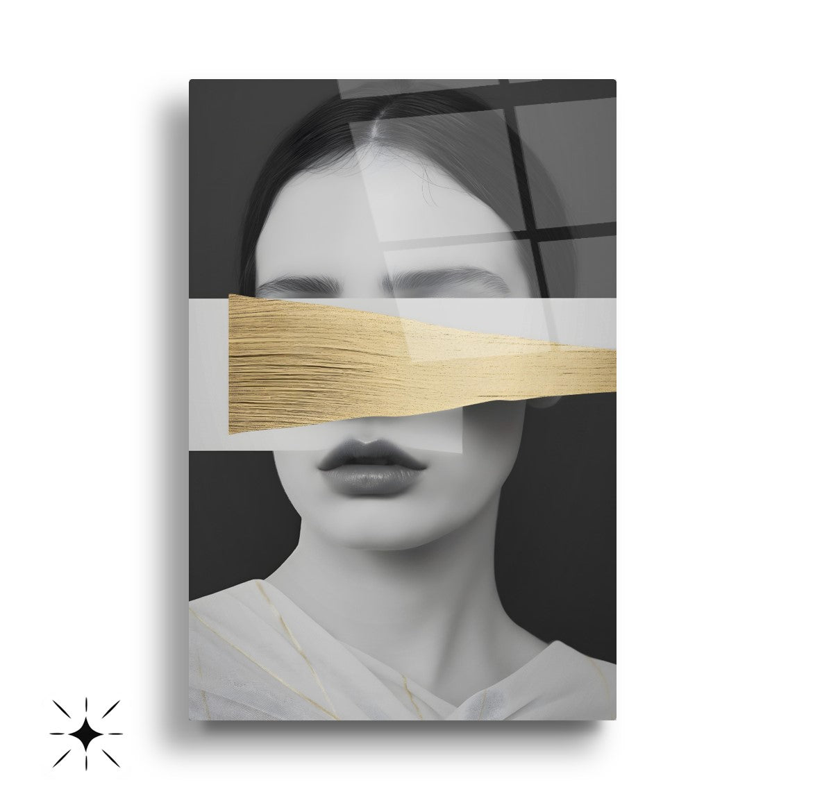 Gold Detay Kadın Model Üçlü Set Cam Tablo