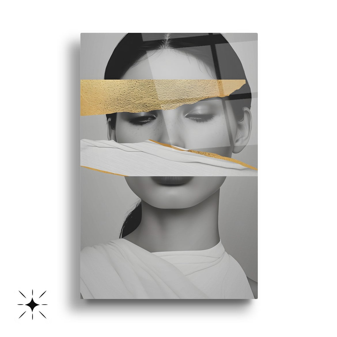 Gold Detay Kadın Model Üçlü Set Cam Tablo