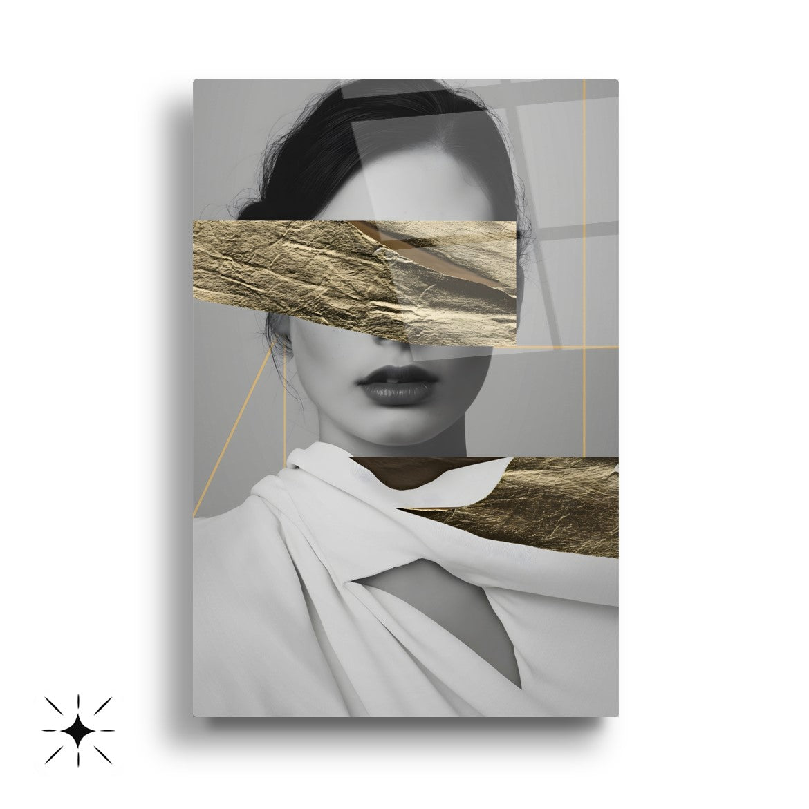 Gold Detay Kadın Model Üçlü Set Cam Tablo