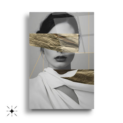 Gold Detay Kadın Model Üçlü Set Cam Tablo