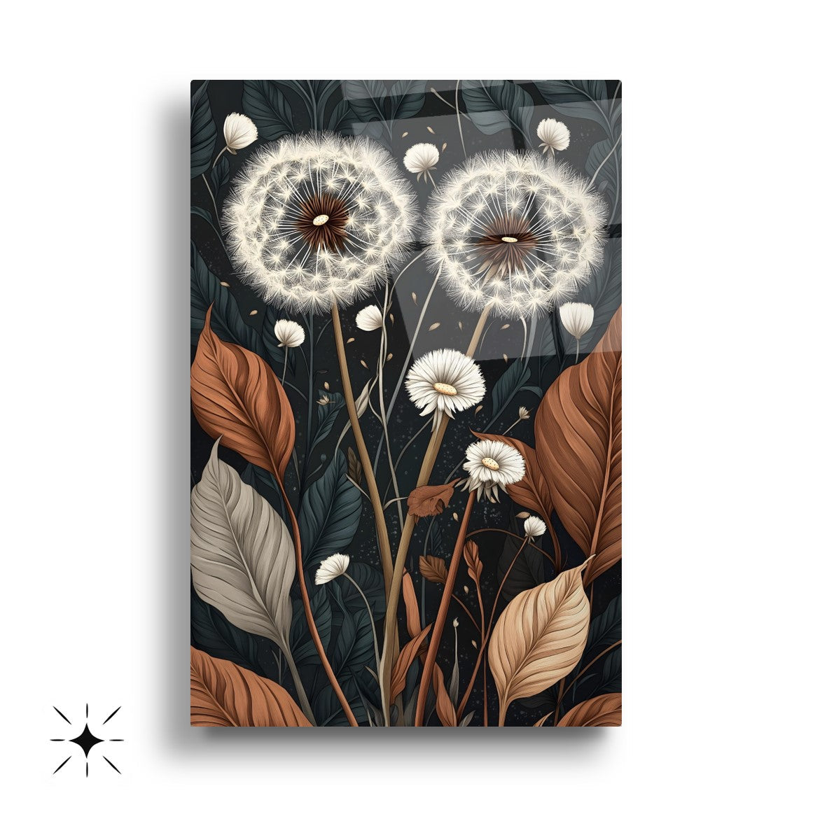 Minimal Karahindibalar Üçlü Set Cam Tablo