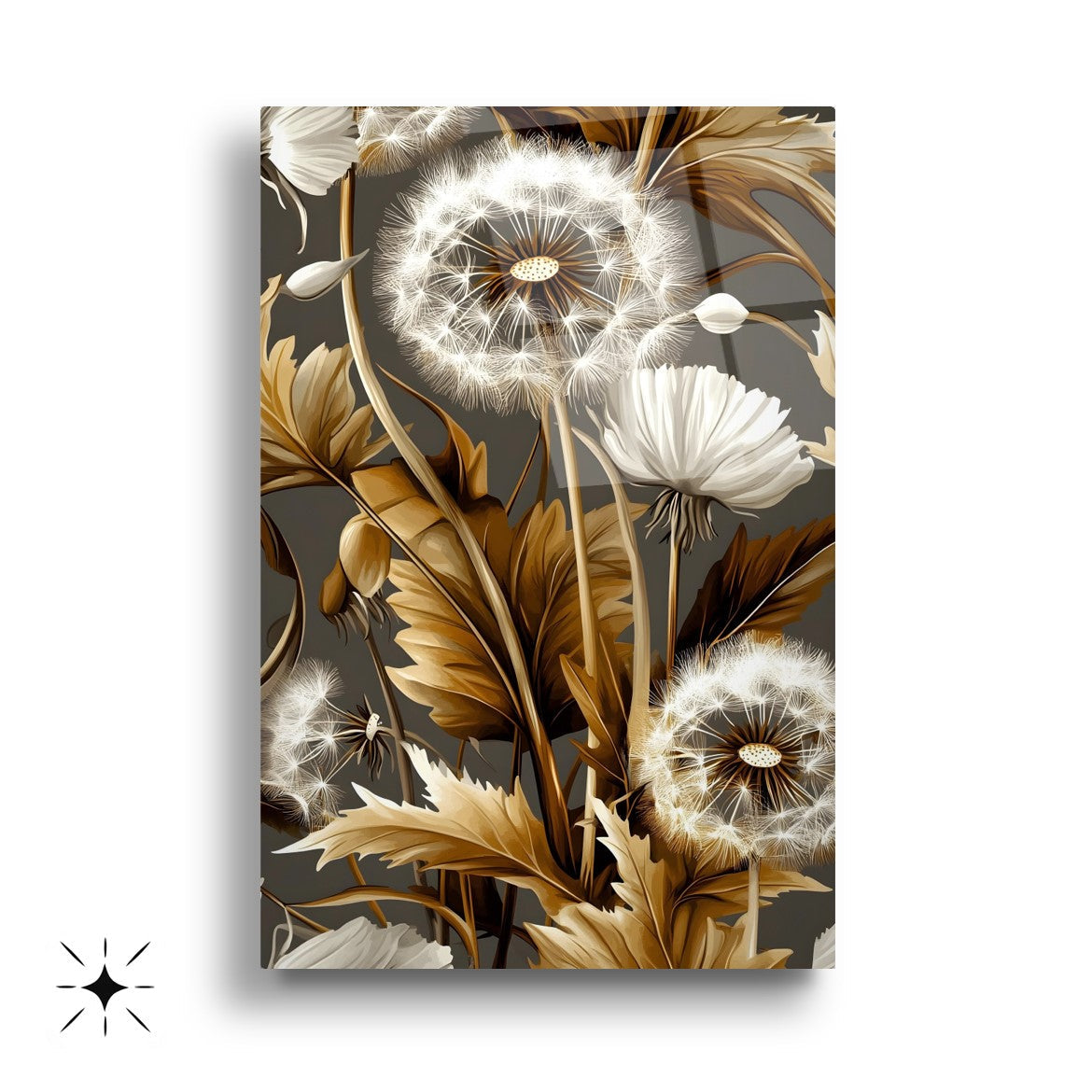 Minimal Karahindibalar Üçlü Set Cam Tablo