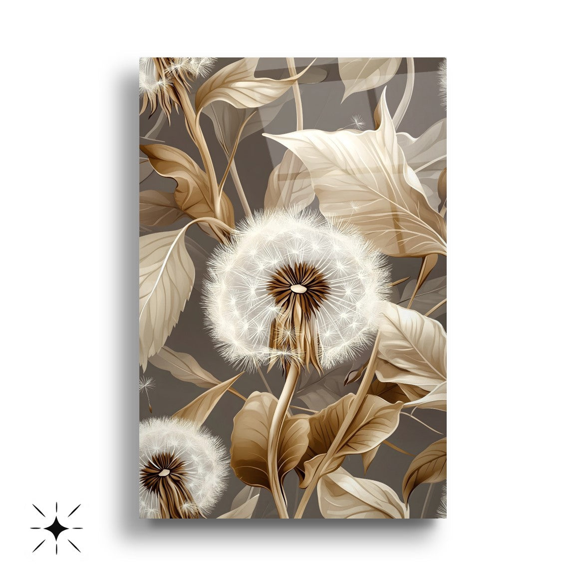 Minimal Karahindibalar Üçlü Set Cam Tablo