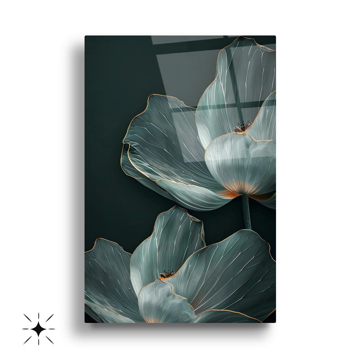 Yeşil Yapraklar Üçlü Set Cam Tablo