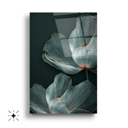 Yeşil Yapraklar Üçlü Set Cam Tablo