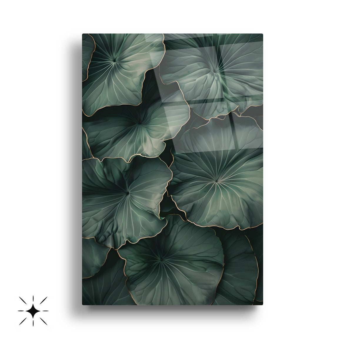 Yeşil Yapraklar Üçlü Set Cam Tablo