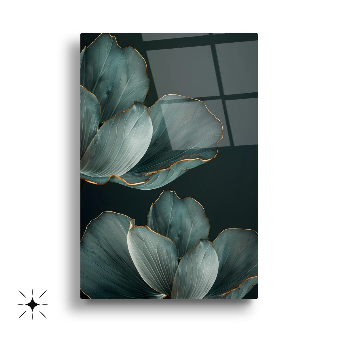 Yeşil Yapraklar Üçlü Set Cam Tablo