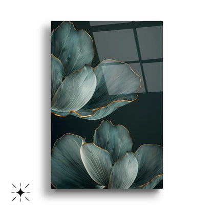 Yeşil Yapraklar Üçlü Set Cam Tablo