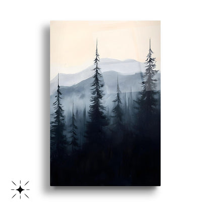 Dumanlı Orman Üçlü Set Cam Tablo