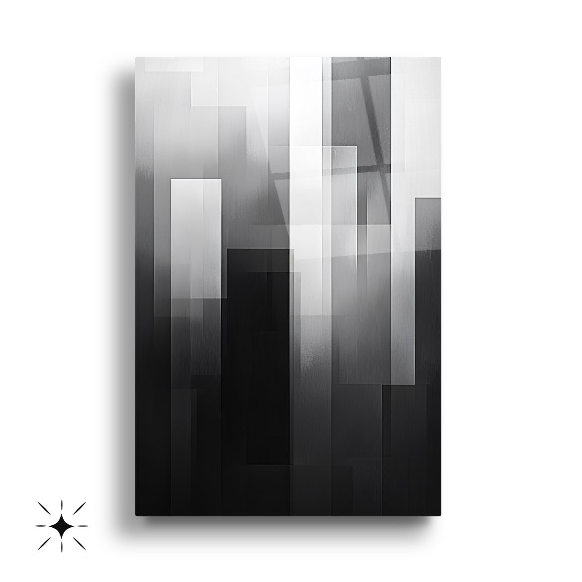 Siyah Beyaz Soyut Desenler Üçlü Set Cam Tablo