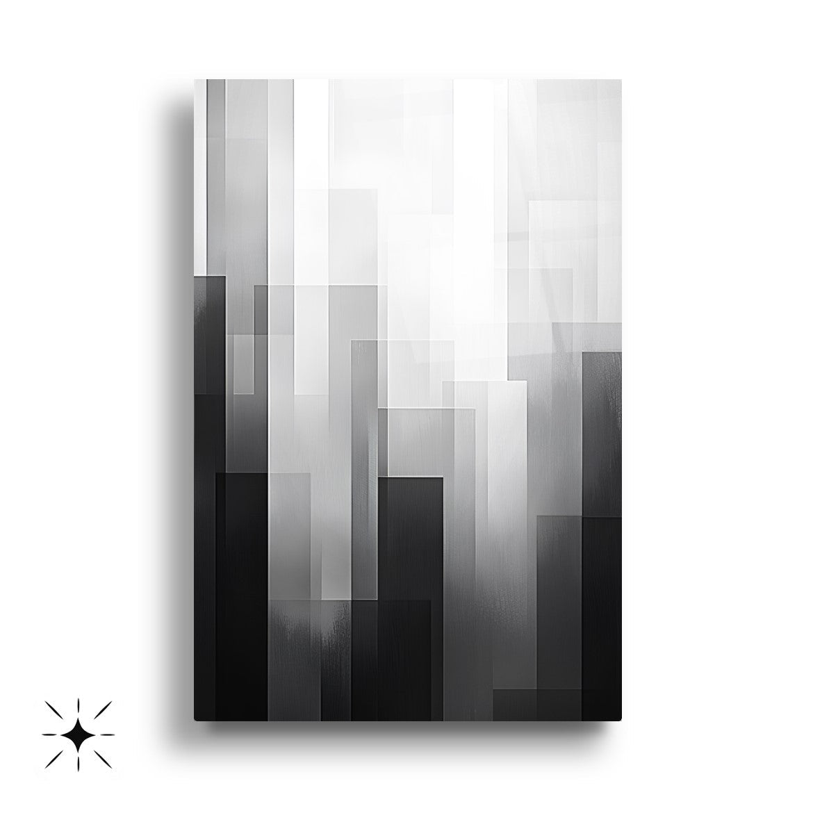 Siyah Beyaz Soyut Desenler Üçlü Set Cam Tablo