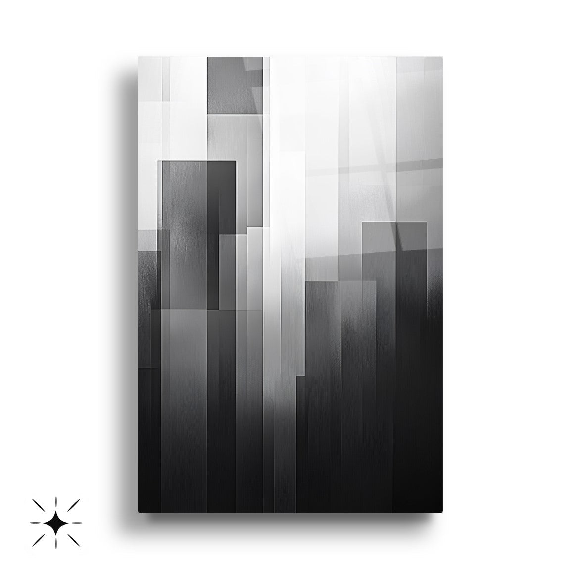 Siyah Beyaz Soyut Desenler Üçlü Set Cam Tablo