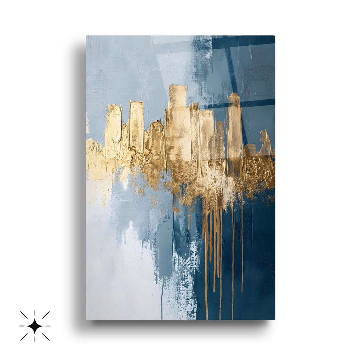 Mavi Kelebek Üçlü Set Cam Tablo