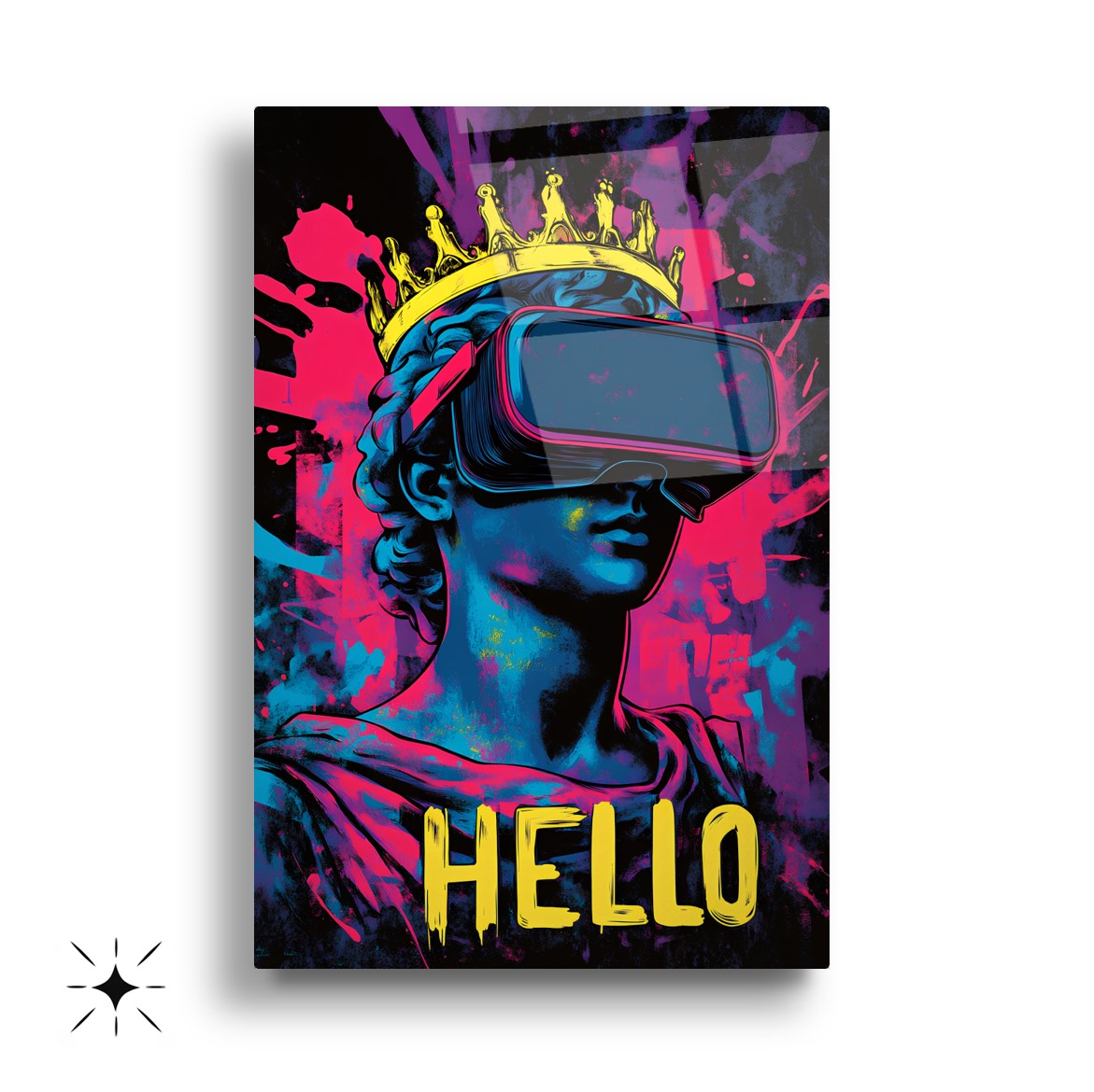 Neon Görünümlü Heykeller Üçlü Set Cam Tablo