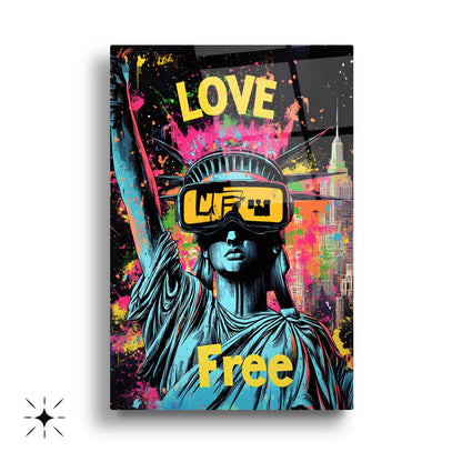 Neon Görünümlü Heykeller Üçlü Set Cam Tablo